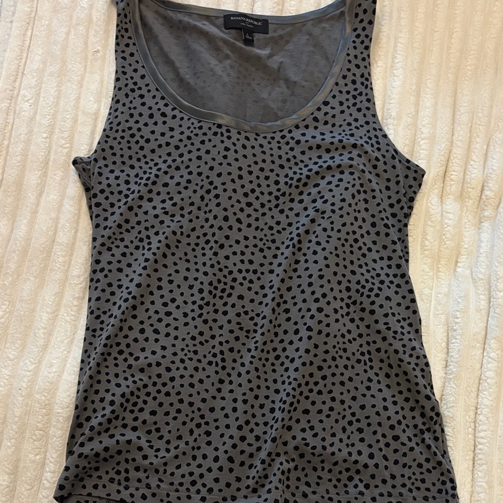 Banana Republic Charcoal Tank with Black Dots